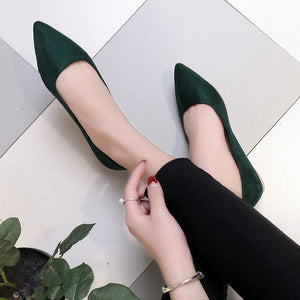 SHIDIWEIKE New Women Suede Flats Fashion High Quality Basic Mixed Colors Pointy Toe Ballerina Ballet Flat Slip On Shoes B587