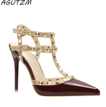 Load image into Gallery viewer, AGUTZM Women Pumps Ladies Sexy Pointed Toe High Heels Fashion Studded Stiletto Rivet High Heel Sandals Shoes Large Size