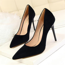 Load image into Gallery viewer, BIGTREE  Women Pumps  Cut-Outs Bowtie Tassel  Fashion Solid Suede Pointed Toe Shallow High Heels Shoes