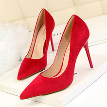 Load image into Gallery viewer, BIGTREE  Women Pumps  Cut-Outs Bowtie Tassel  Fashion Solid Suede Pointed Toe Shallow High Heels Shoes