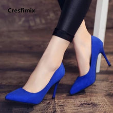 Load image into Gallery viewer, Cresfimix women cool casual suede 8cm high heels lady cute party high heel shoes female office comfortable high heel shoes a273