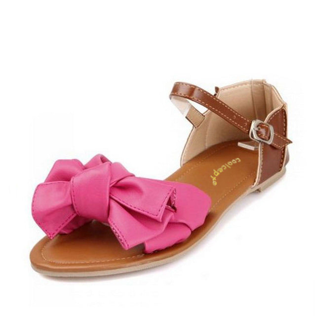 Coolcept Big size 34-45 New Women Shoes Summer Flat Sandals Bowtie Patchwork Designer Ladies Flat shoes Buckle Flower Sweet Good