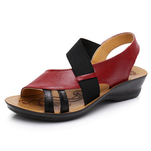 Summer Sandals Women Leather Low Heels Ladies Slippers Flat band Sandalias Mujer 2018 Casual Comfortable Shoes Sandalia Feminina