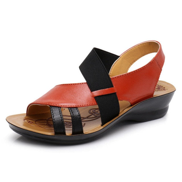 Summer Sandals Women Leather Low Heels Ladies Slippers Flat band Sandalias Mujer 2018 Casual Comfortable Shoes Sandalia Feminina