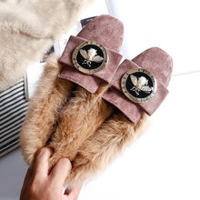 Load image into Gallery viewer, Genuine Leather Wool Winter Flat Shoes Woman Warm Snow Boots Ladies Fur Ankle Boots Plus Size Bee Fashion Moccasins Footwear new