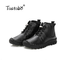 Load image into Gallery viewer, Tastabo Handmade Ankle Boots With Fur Retro Boots Shoes Women Fashion Handmade Slip-on Soft Leather Winter Warm Boots Ladies