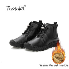Load image into Gallery viewer, Tastabo Handmade Ankle Boots With Fur Retro Boots Shoes Women Fashion Handmade Slip-on Soft Leather Winter Warm Boots Ladies