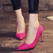 Load image into Gallery viewer, Cresfimix women new fashion 8cm slip on high heel shoes lady casual spring &amp; summer pointed toe high heels tacones altos a629