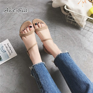 new Flat outdoor slippers Sandals foot ring straps beaded Roman sandals fashion low slope with women's shoes low heel shoes  x69