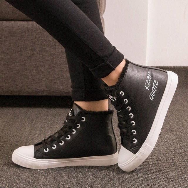 Snow boots Ankle Boots For Women Bottes Femme Winter Sneakers Fur Ladies Shoes White Sneakers Keep Warm Flat Shoes bota feminina