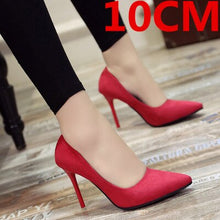 Load image into Gallery viewer, Cresfimix women cute comfortable flock high heel shoes lady fashion sweet spring &amp; summer office black high heel shoes b2912