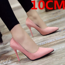 Load image into Gallery viewer, Cresfimix women cute comfortable flock high heel shoes lady fashion sweet spring &amp; summer office black high heel shoes b2912