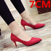 Load image into Gallery viewer, Cresfimix women cute comfortable flock high heel shoes lady fashion sweet spring &amp; summer office black high heel shoes b2912