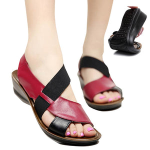 Summer Sandals Women Leather Low Heels Ladies Slippers Flat band Sandalias Mujer 2018 Casual Comfortable Shoes Sandalia Feminina