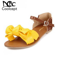 Load image into Gallery viewer, Coolcept Big size 34-45 New Women Shoes Summer Flat Sandals Bowtie Patchwork Designer Ladies Flat shoes Buckle Flower Sweet Good