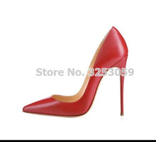 Load image into Gallery viewer, ALMUDENA Top Brand Nude Brown Wine Red Matte Leather High Heel Shoes Celebrity Popular Shallow Pumps 12cm Stiletto Heels Shoes