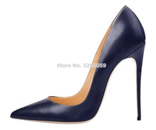 Load image into Gallery viewer, ALMUDENA Top Brand Nude Brown Wine Red Matte Leather High Heel Shoes Celebrity Popular Shallow Pumps 12cm Stiletto Heels Shoes