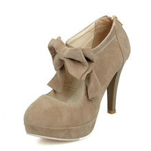 Load image into Gallery viewer, TAOFFEN Dropship Plush Size 30-47 Women High Heel Pumps Bowtie Platform Shoes Ladies Sexy Thin Heels Shoes For Women Footwear