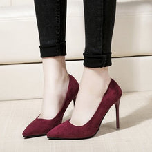 Load image into Gallery viewer, Cresfimix women cool casual suede 8cm high heels lady cute party high heel shoes female office comfortable high heel shoes a273