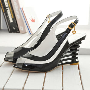 Taoffen 2019 New Women Heel Sandals Buckle Open Toe High Wedge Shoes Women's Summer Shoes Sexy Women Shoes Footwear Size 34-43