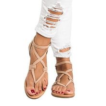 Load image into Gallery viewer, COVOYYAR Big Sizes Gladiator Women Sandals 2019 Summer Buckle Ankle Strap Flat Lady Flip Flops Women Black Rome Shoes WSS950