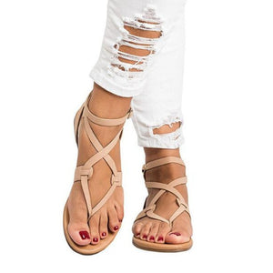 COVOYYAR Big Sizes Gladiator Women Sandals 2019 Summer Buckle Ankle Strap Flat Lady Flip Flops Women Black Rome Shoes WSS950