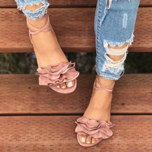 Load image into Gallery viewer, Women sandals 2019 summer women flat sandals fashion flock sandals flowers decor women beach shoes plus size 42 43