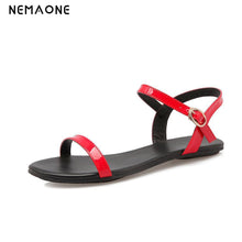 Load image into Gallery viewer, NEMAONE black white red Women Sandals  New Summer ankle strap Sandals Flip Flops size 33-40 Shoes Flat Sandal