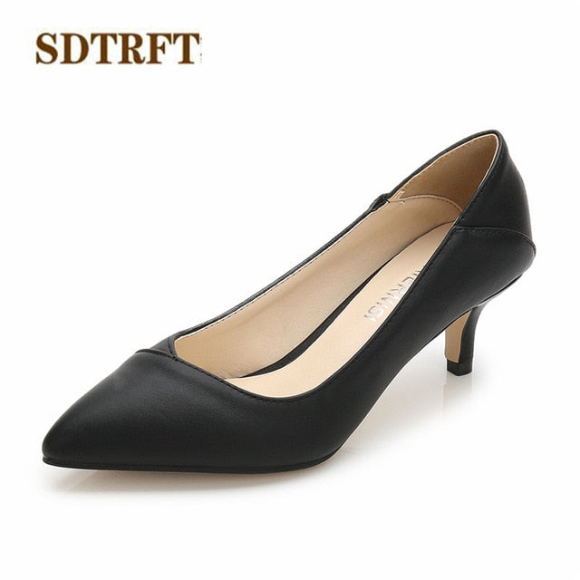 SDTRFT Spring Autumn Casual stilettos 5cm thin heels wedding shoes woman Pointed Toe Hollow out OL work pumps Plus:36-44 45