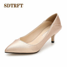 Load image into Gallery viewer, SDTRFT Spring Autumn Casual stilettos 5cm thin heels wedding shoes woman Pointed Toe Hollow out OL work pumps Plus:36-44 45
