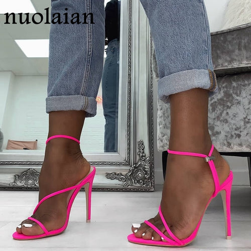 2019 Summer Pumps New Sexy Gladiator Sandals Shoes Women Thin High Heels Open Toe Sandal Lady Ankle Strap Pump Shoes Size 35-42