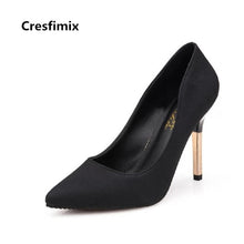 Load image into Gallery viewer, Cresfimix women cool casual suede 8cm high heels lady cute party high heel shoes female office comfortable high heel shoes a273