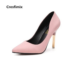 Load image into Gallery viewer, Cresfimix women cool casual suede 8cm high heels lady cute party high heel shoes female office comfortable high heel shoes a273