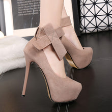 Load image into Gallery viewer, 2019 platform high heels 14cm women wedding shoes platform women shoes high heels bow stiletto bridal shoes women pumps #black