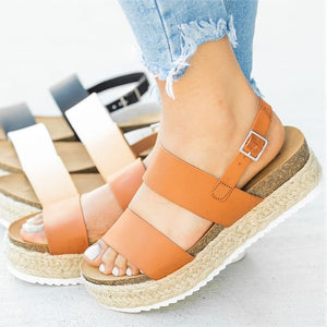 Women Sandals 2019 New Platform Sandals With Wedges Shoes For Women Summer Chaussures Femme Leather Chunky Heels Sandalias Mujer