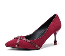 Load image into Gallery viewer, Cresfimix women cool casual suede 8cm high heels lady cute party high heel shoes female office comfortable high heel shoes a273