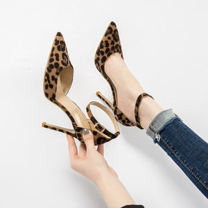 Autumn Sexy Leopard Women Shoes High Heels 6-10CM Elegant Office Pumps Shoes Women Animal Print Pointed Toe Luxury Singles Shoes