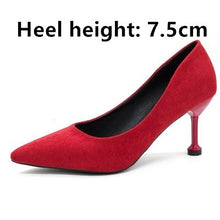 Load image into Gallery viewer, Cresfimix women cool casual suede 8cm high heels lady cute party high heel shoes female office comfortable high heel shoes a273