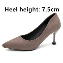Load image into Gallery viewer, Cresfimix women cool casual suede 8cm high heels lady cute party high heel shoes female office comfortable high heel shoes a273