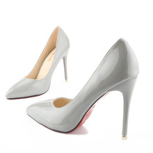 Load image into Gallery viewer, Ladies Shoes High Heels Patent Leather Classic Pumps Glitter Sexy Dress Prom Wedding Women Shoes Pointed Toe Beige Blue Shoes