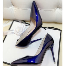 Load image into Gallery viewer, Ladies Shoes High Heels Patent Leather Classic Pumps Glitter Sexy Dress Prom Wedding Women Shoes Pointed Toe Beige Blue Shoes