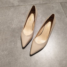 Load image into Gallery viewer, EOEODOIT Spring New Leather Pumps Med Kitten Heels V Mouth Sexy Lady Office OL Heels Shoes Work Job Pumps Shoes 5 CM