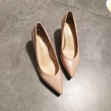 Load image into Gallery viewer, EOEODOIT Spring New Leather Pumps Med Kitten Heels V Mouth Sexy Lady Office OL Heels Shoes Work Job Pumps Shoes 5 CM