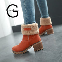 Load image into Gallery viewer, Winter Plush Warm Women Boots Women Square Heel Ankle Snow Boots Ladies Platform Artificial Fur Female Casual Shoes SE619