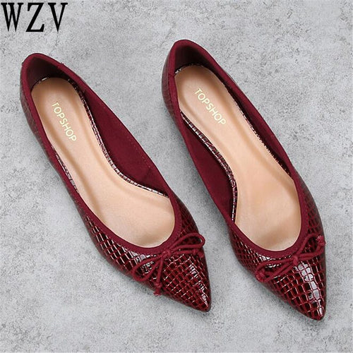 Large size Spring autumn new Women shoes fashion Pointed toe butterfly knot flat shoes  High Quality shoes woman C442