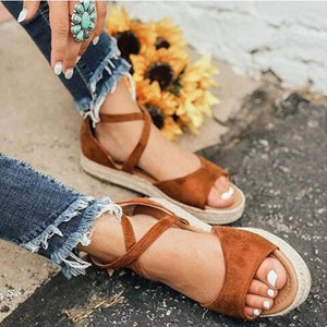 Adisputent Women Sandals Summer Peep Toe Platform Sandals Women Casual Woven Ladies Flat Sandals Womens Roman Shoes